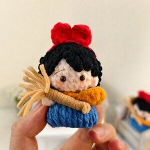Handmade Amigurumi Crochet Kiki The Witch in a Blue Dress Plushie